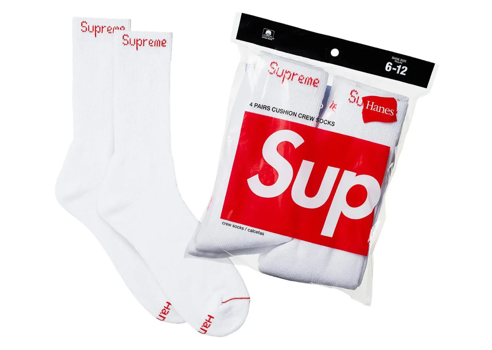 x Hanes Crew Socks (4 Pack) White