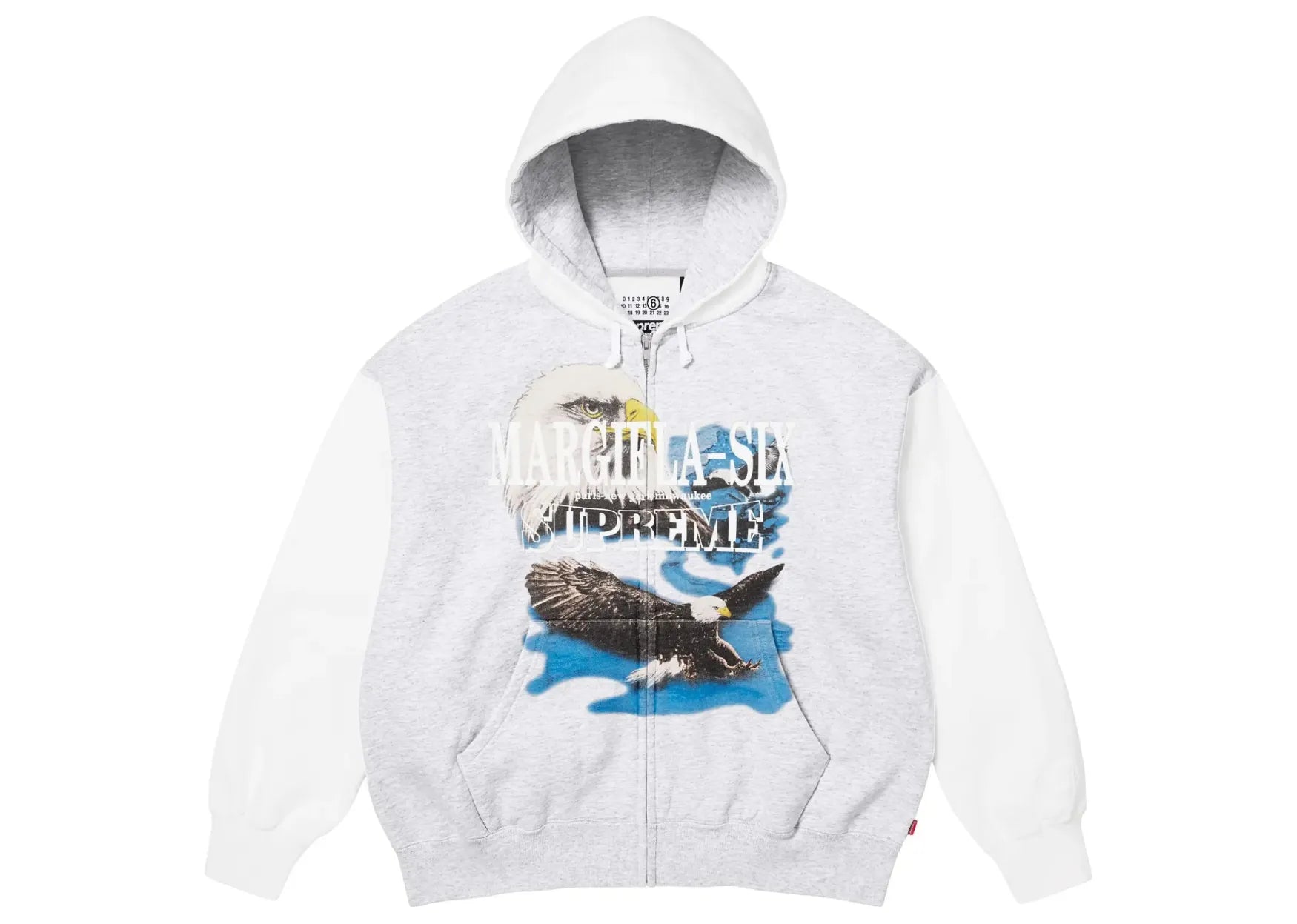 x MM6 Maison Margiela Eagle Zip Up Hooded Sweatshirt Ash Grey