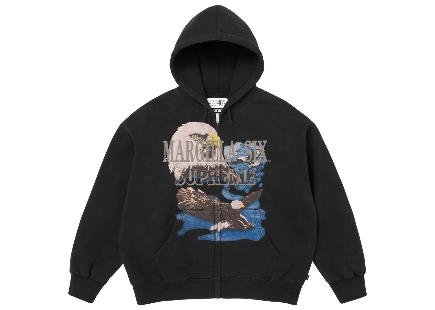 x MM6 Maison Margiela Eagle Zip Up Hooded Sweatshirt Black