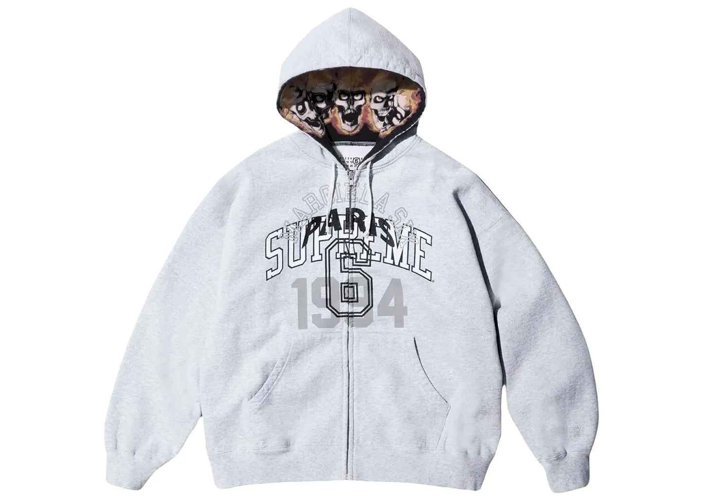 x MM6 Maison Margiela Zip Up Hooded Sweatshirt Ash Grey