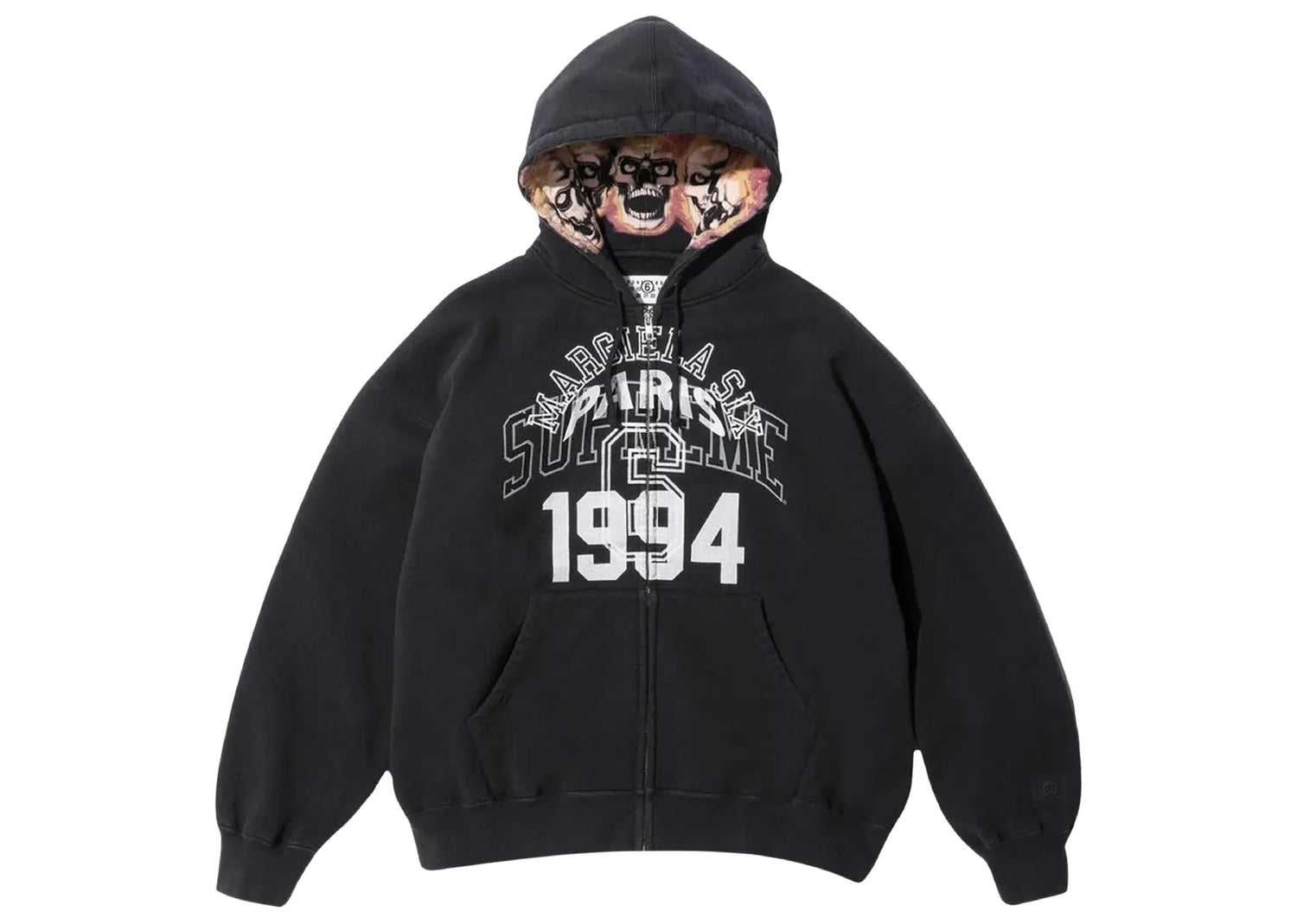 x MM6 Maison Margiela Zip Up Hooded Sweatshirt Black