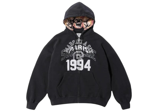 x MM6 Maison Margiela Zip Up Hooded Sweatshirt Black