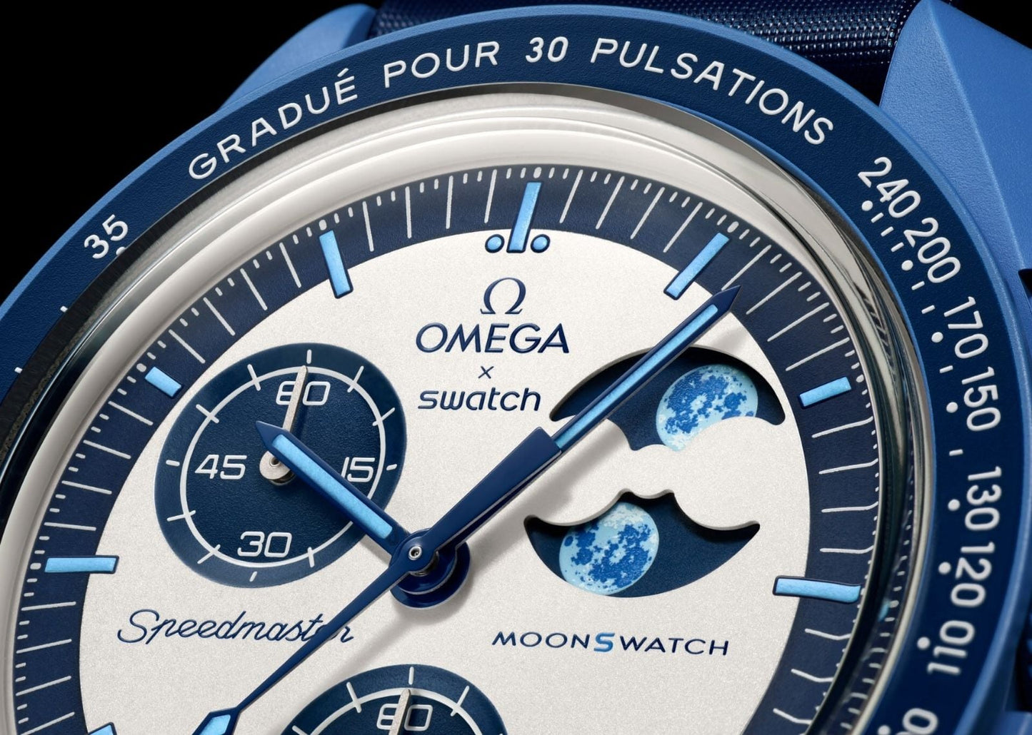 x Omega Bioceramic Moonswatch Mission to the Super Blue Moonphase